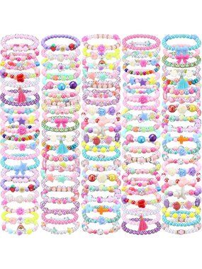 Colorful Beaded Bracelets for Girls - 100 Pcs Kids Friendship Jewelry Set